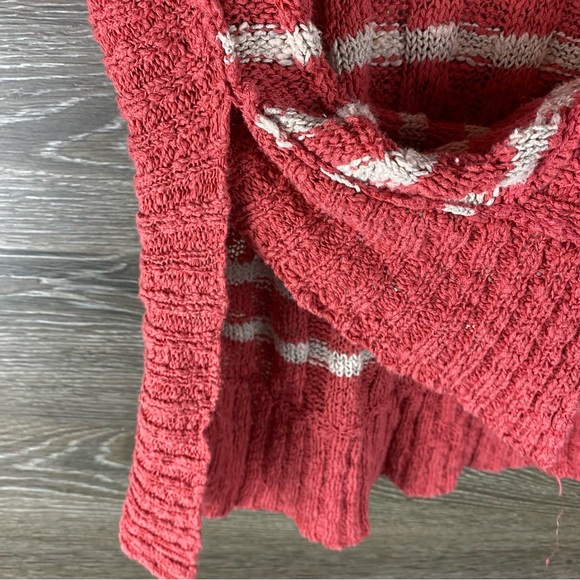 Free People Terracotta chunky knit linen blend split sleeve sweater size S - Picture 8 of 11